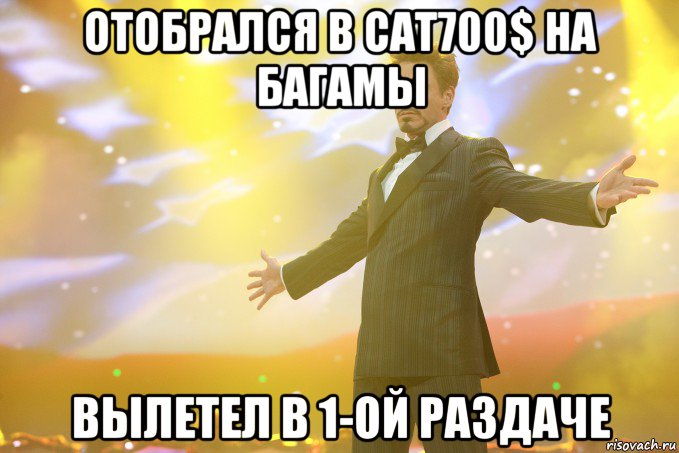 отобрался в сат700$ на багамы вылетел в 1-ой раздаче, Мем Тони Старк (Роберт Дауни младший)