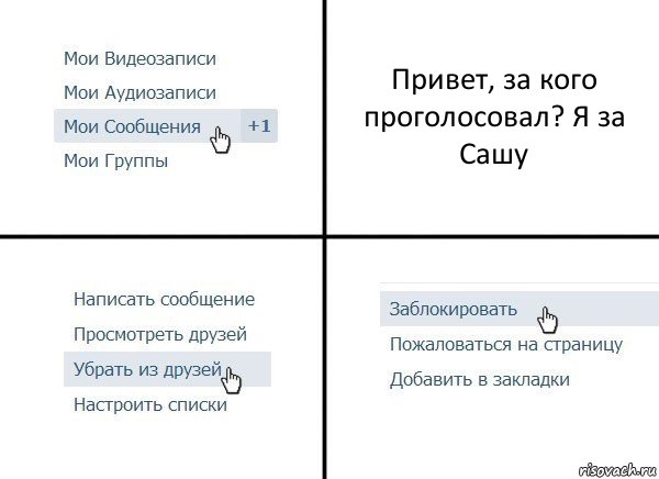 Привет, за кого проголосовал? Я за Сашу, Комикс  Удалить из друзей