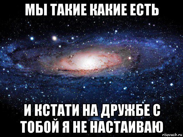 мы такие какие есть и кстати на дружбе с тобой я не настаиваю, Мем Вселенная