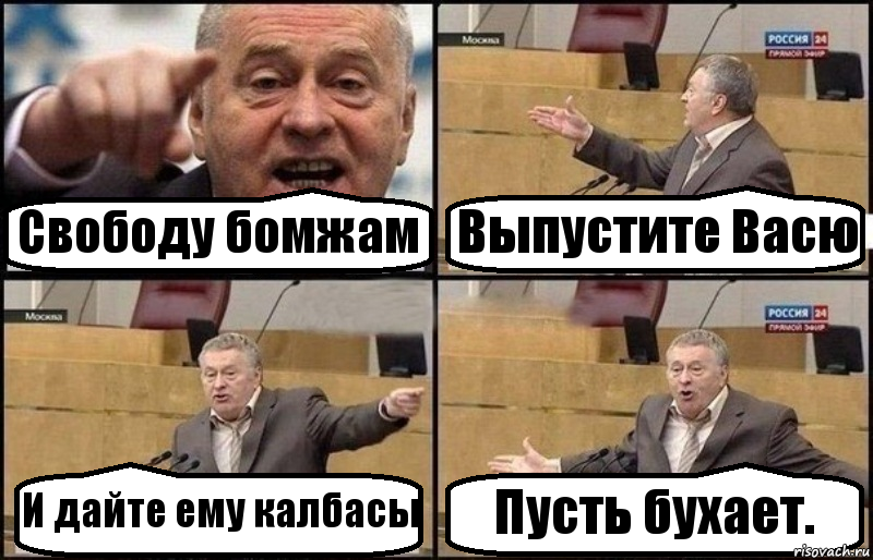 Свободу бомжам Выпустите Васю И дайте ему калбасы Пусть бухает., Комикс Жириновский