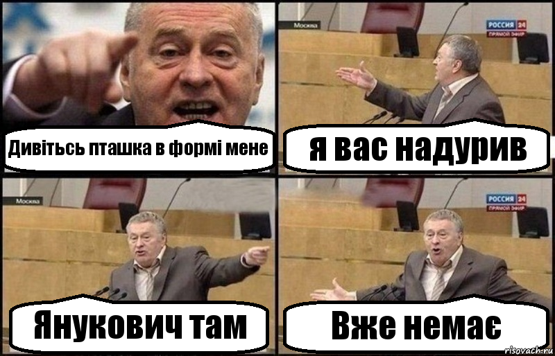 Дивітьсь пташка в формі мене я вас надурив Янукович там Вже немає, Комикс Жириновский