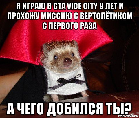 я играю в gta vice city 9 лет и прохожу миссию с вертолётиком с первого раза а чего добился ты?