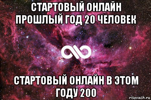 стартовый онлайн прошлый год 20 человек стартовый онлайн в этом году 200, Мем офигенно