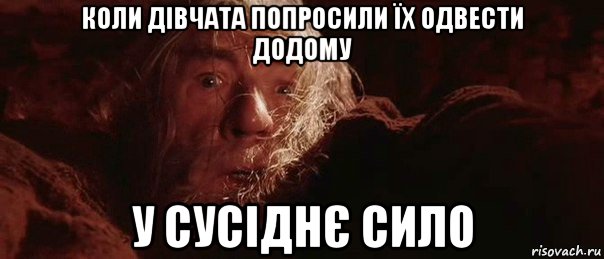 коли дівчата попросили їх одвести додому у сусіднє сило, Мем бегите глупцы