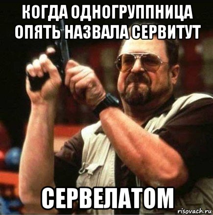 когда одногруппница опять назвала сервитут сервелатом, Мем Большой Лебовски