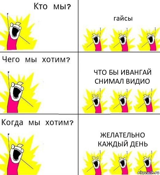 гайсы что бы ивангай снимал видио желательно каждый день, Комикс Что мы хотим