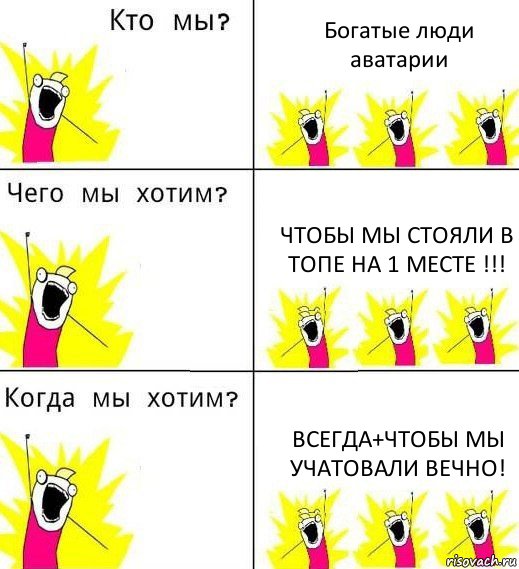 Богатые люди аватарии Чтобы мы стояли в топе на 1 месте !!! Всегда+чтобы мы учатовали вечно!, Комикс Что мы хотим