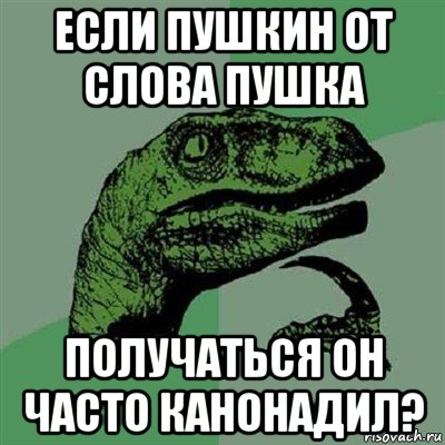 если пушкин от слова пушка получаться он часто канонадил?, Мем Филосораптор