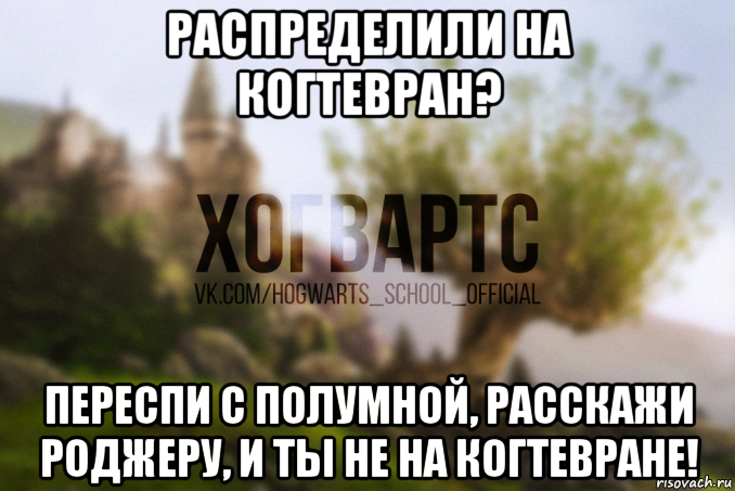 распределили на когтевран? переспи с полумной, расскажи роджеру, и ты не на когтевране!