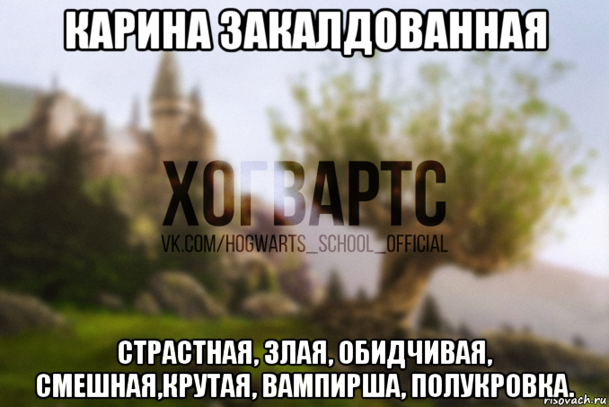 карина закалдованная страстная, злая, обидчивая, смешная,крутая, вампирша, полукровка.