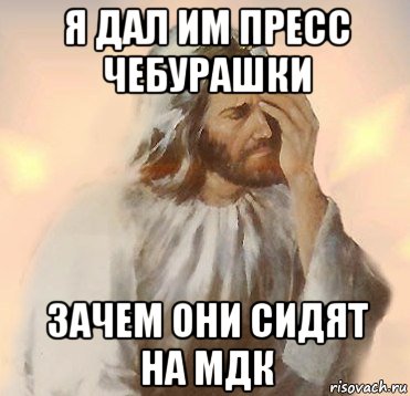 я дал им пресс чебурашки зачем они сидят на мдк, Мем Jesus Facepalm