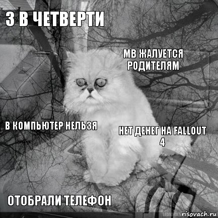 3 в четверти Нет денег на Fallout 4 МВ жалуется родителям Отобрали телефон В компьютер нельзя     , Комикс  кот безысходность