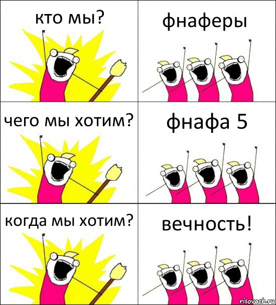 кто мы? фнаферы чего мы хотим? фнафа 5 когда мы хотим? вечность!, Комикс кто мы