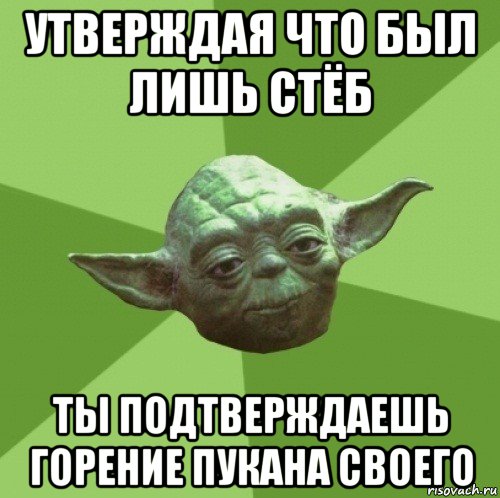 утверждая что был лишь стёб ты подтверждаешь горение пукана своего, Мем Мастер Йода