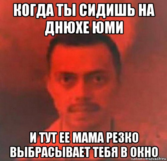 когда ты сидишь на днюхе юми и тут ее мама резко выбрасывает тебя в окно