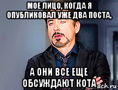 мое лицо, когда я опубликовал уже два поста, а они все еще обсуждают кота, Мем мое лицо когда