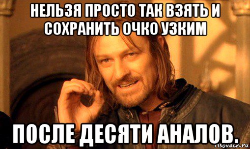 нельзя просто так взять и сохранить очко узким после десяти аналов., Мем Нельзя просто так взять и (Боромир мем)