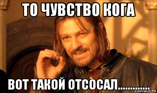 то чувство кога вот такой отсосал............., Мем Нельзя просто так взять и (Боромир мем)