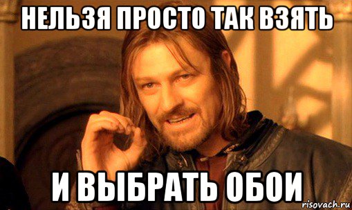 нельзя просто так взять и выбрать обои, Мем Нельзя просто так взять и (Боромир мем)