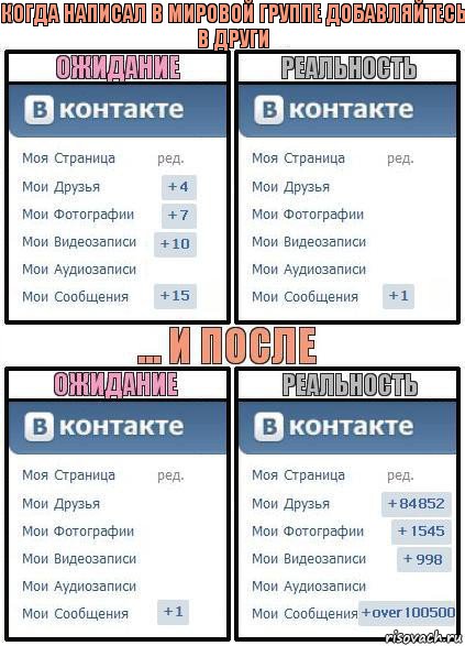 когда написал в мировой группе добавляйтесь в други, Комикс  Ожидание реальность 2