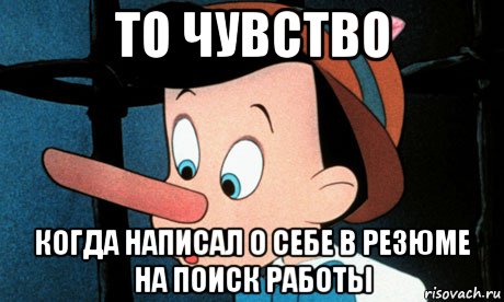 то чувство когда написал о себе в резюме на поиск работы
