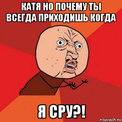 катя но почему ты всегда приходишь когда я сру?!, Мем Почему