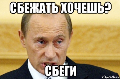 сбежать хочешь? сбеги, Мем путин
