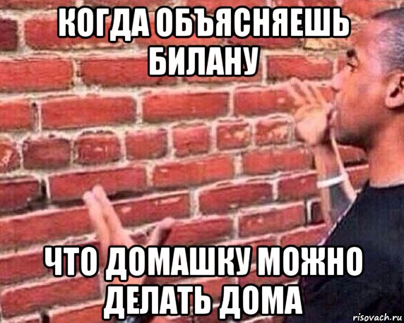 когда объясняешь билану что домашку можно делать дома, Мем разговор со стеной