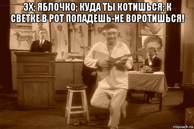 эх; яблочко; куда ты котишься; к светке в рот попадешь-не воротишься! 