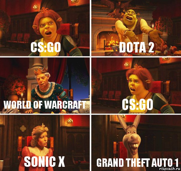 Cs:go dota 2 World of warcraft cs:go sonic X grand theft auto 1, Комикс  Шрек Фиона Гарольд Осел