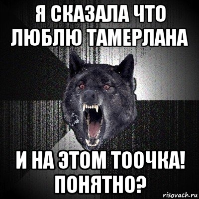 я сказала что люблю тамерлана и на этом тоочка! понятно?, Мем Сумасшедший волк