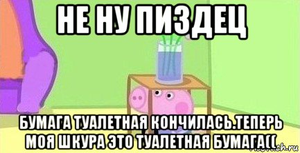 не ну пиздец бумага туалетная кончилась.теперь моя шкура это туалетная бумага((, Мем  Свинка пеппа под столом