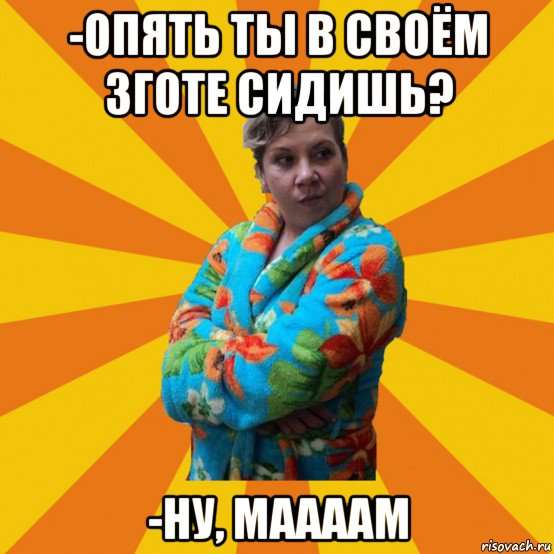 -опять ты в своём зготе сидишь? -ну, маааам, Мем Типичная мама