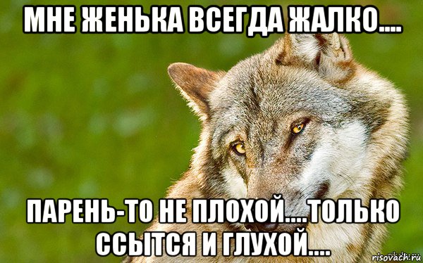 мне женька всегда жалко.... парень-то не плохой....только ссытся и глухой...., Мем   Volf