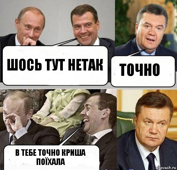 шось тут нетак точно в тебе точно криша поїхала, Комикс  Разговор Януковича с Путиным и Медведевым
