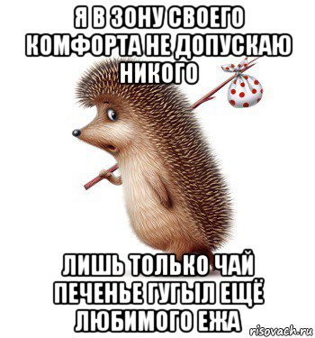 я в зону своего комфорта не допускаю никого лишь только чай печенье гугыл ещё любимого ежа