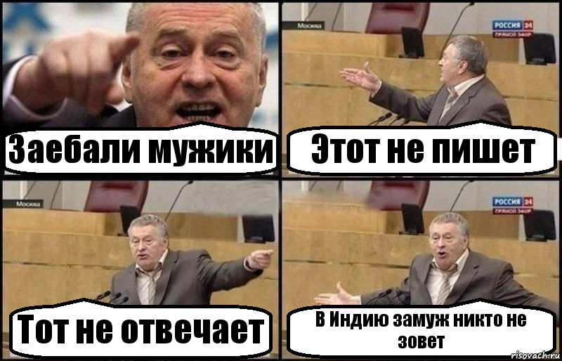 Заебали мужики Этот не пишет Тот не отвечает В Индию замуж никто не зовет, Комикс Жириновский