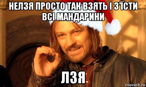 нелзя просто так взять і з'їсти всі мандарини лзя, Мем  Боромир Новый год