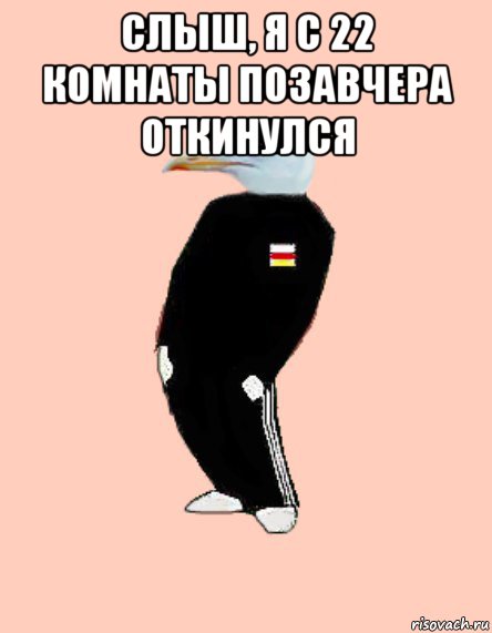 слыш, я с 22 комнаты позавчера откинулся 