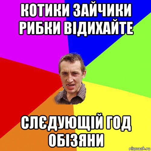 котики зайчики рибки відихайте слєдующій год обізяни, Мем Чоткий паца