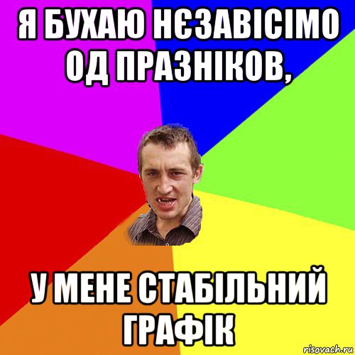 я бухаю нєзавісімо од празніков, у мене стабільний графік, Мем Чоткий паца