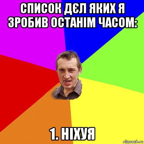 список дєл яких я зробив останім часом: 1. ніхуя, Мем Чоткий паца