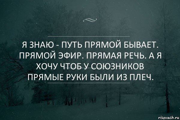 Я знаю - путь прямой бывает. прямой эфир. прямая речь. а я хочу чтоб у союзников прямые руки были из плеч., Комикс Игра слов 5