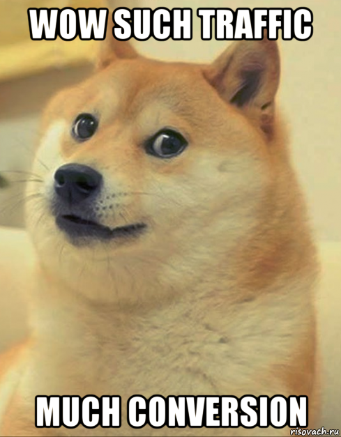 wow such traffic much conversion, Мем doge woof