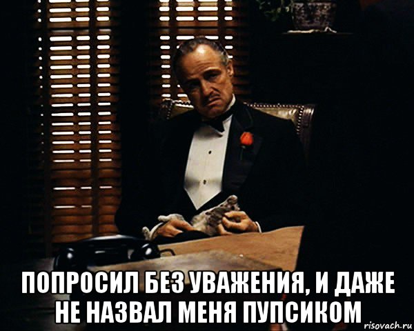  попросил без уважения, и даже не назвал меня пупсиком, Мем Дон Вито Корлеоне