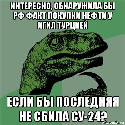 интересно, обнаружила бы рф факт покупки нефти у игил турцией если бы последняя не сбила су-24?, Мем Филосораптор