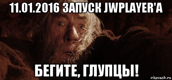 11.01.2016 запуск jwplayer'a бегите, глупцы!, Мем Гендальф (Бегите глупцы)