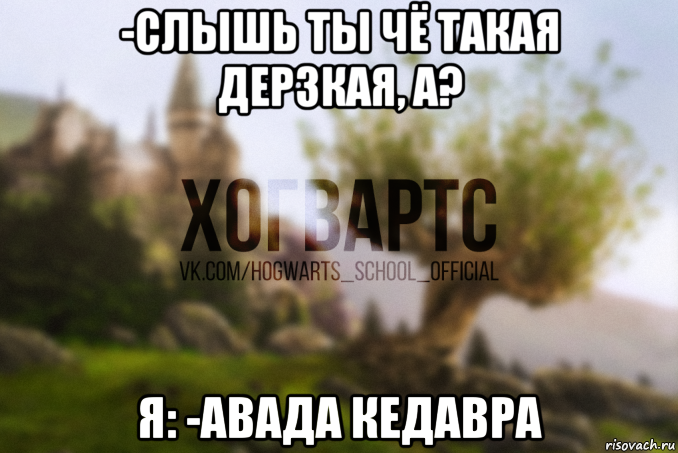 -слышь ты чё такая дерзкая, а? я: -авада кедавра