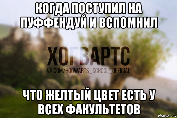 когда поступил на пуффендуй и вспомнил что желтый цвет есть у всех факультетов