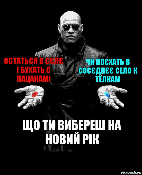 остаться в сєлє і бухать с пацанамі чи поєхать в сосєднєє село к тёлкам що ти вибереш на новий рік, Комикс Выбор